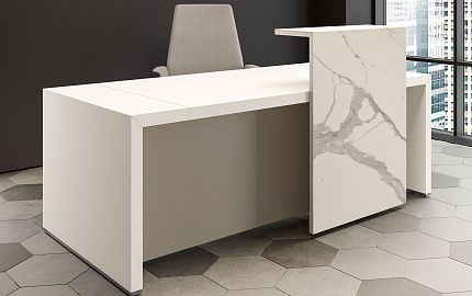 Ресепшн из керамики Laminam Bianco Statuario Venato Soft Touch