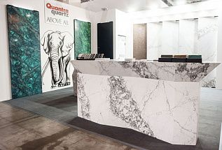 Изысканный стенд компании «Мир кварца» и Quantra Quartz на выставке Mosbuild 2024